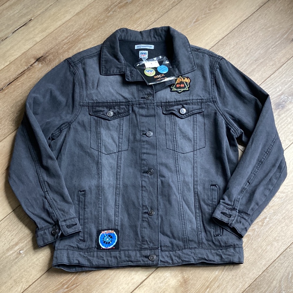NEW Def Leppard Faded Black Junkfood Jean Patch Long Sleeve Jacket S But… - Picture 4 of 10